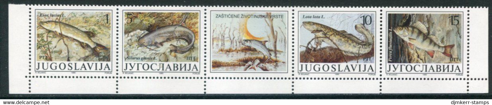 YUGOSLAVIA 1990 Freshwater Fish Strip MNH / **.  Michel 2405-08 - Ongebruikt