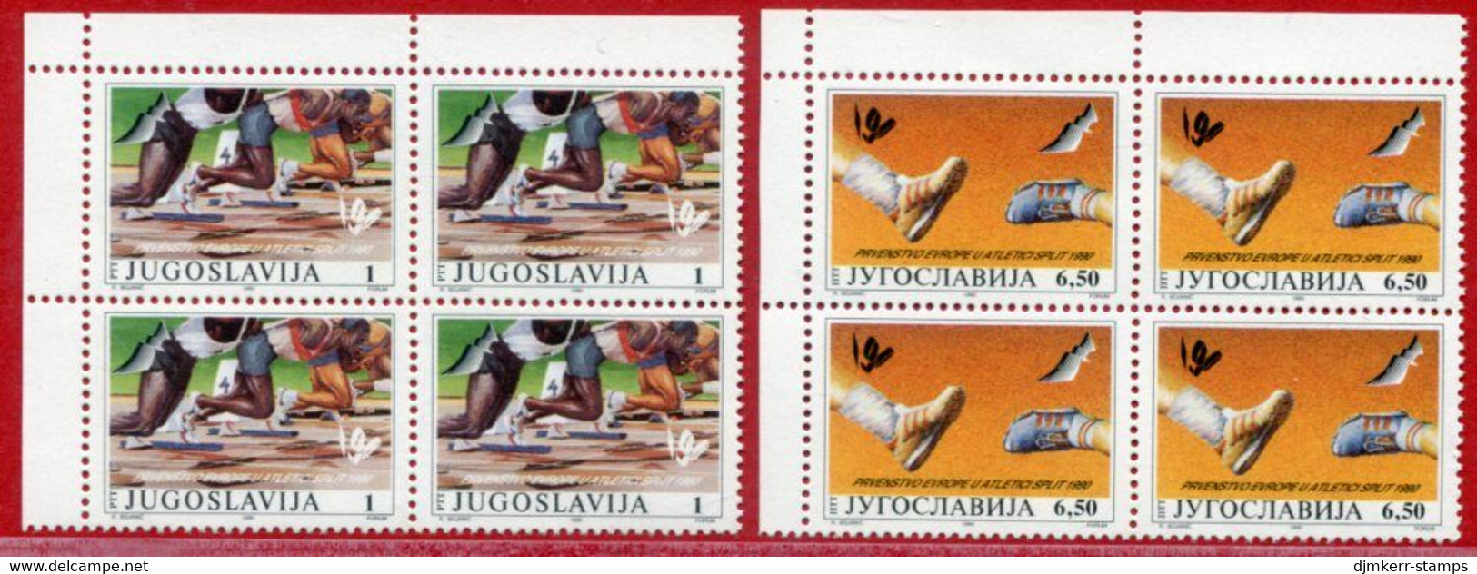 YUGOSLAVIA 1990 European Athletics Championship Blocks Of 4   MNH / **.  Michel 2434-35 - Ongebruikt