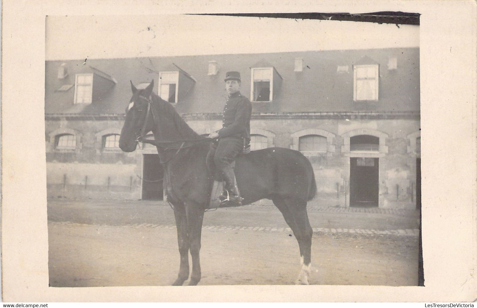 Carte Photo - Soldat à Cheval - 7e Batterie - 4e Régiment D'artillerie - Le Mans - Café Du XXeme Siecle à Mailly Le Camp - Cavalli