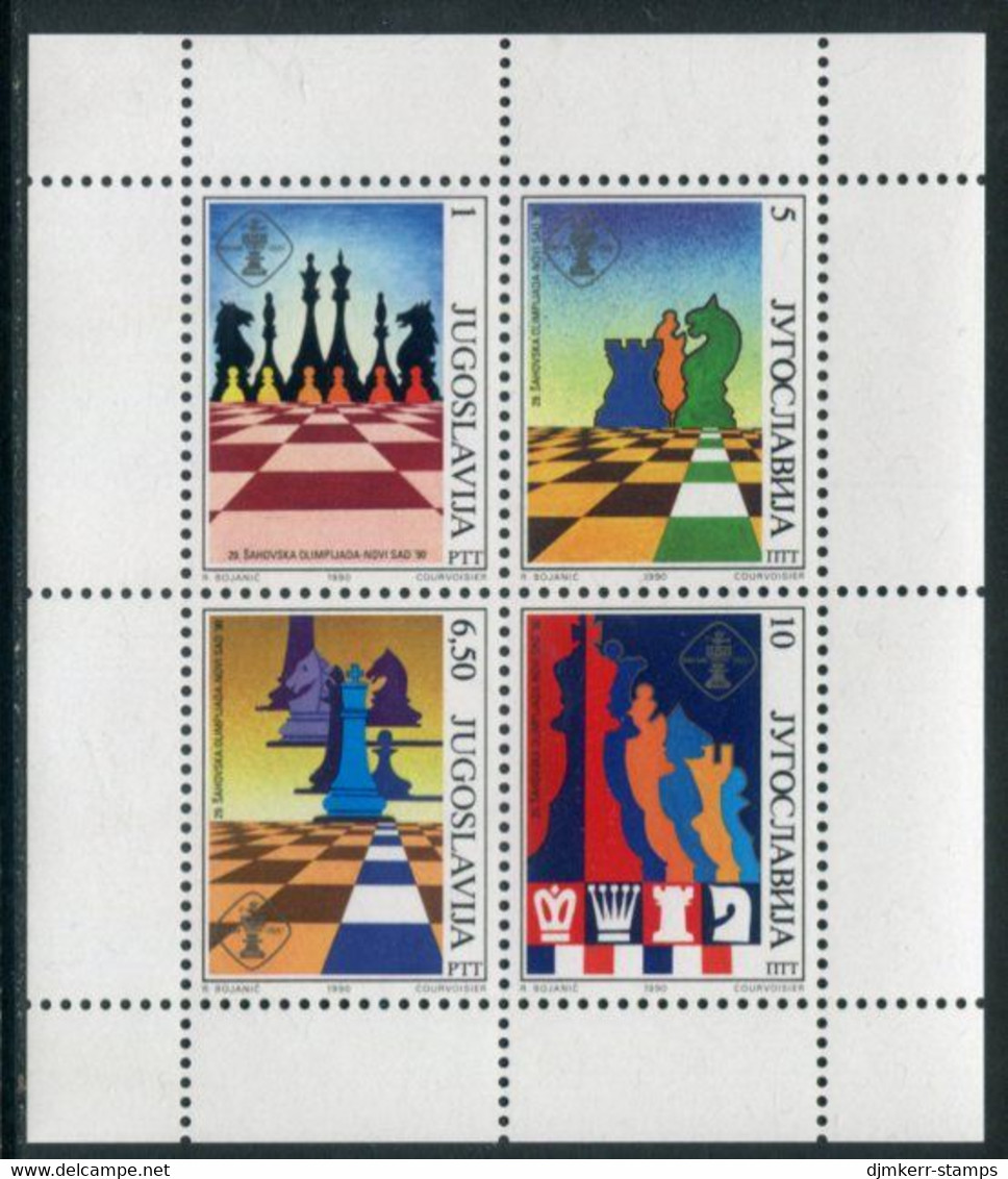 YUGOSLAVIA 1990 Novi Sad Chess Olympiad Perforated Block MNH / **.  Michel Block 38 - Nuovi