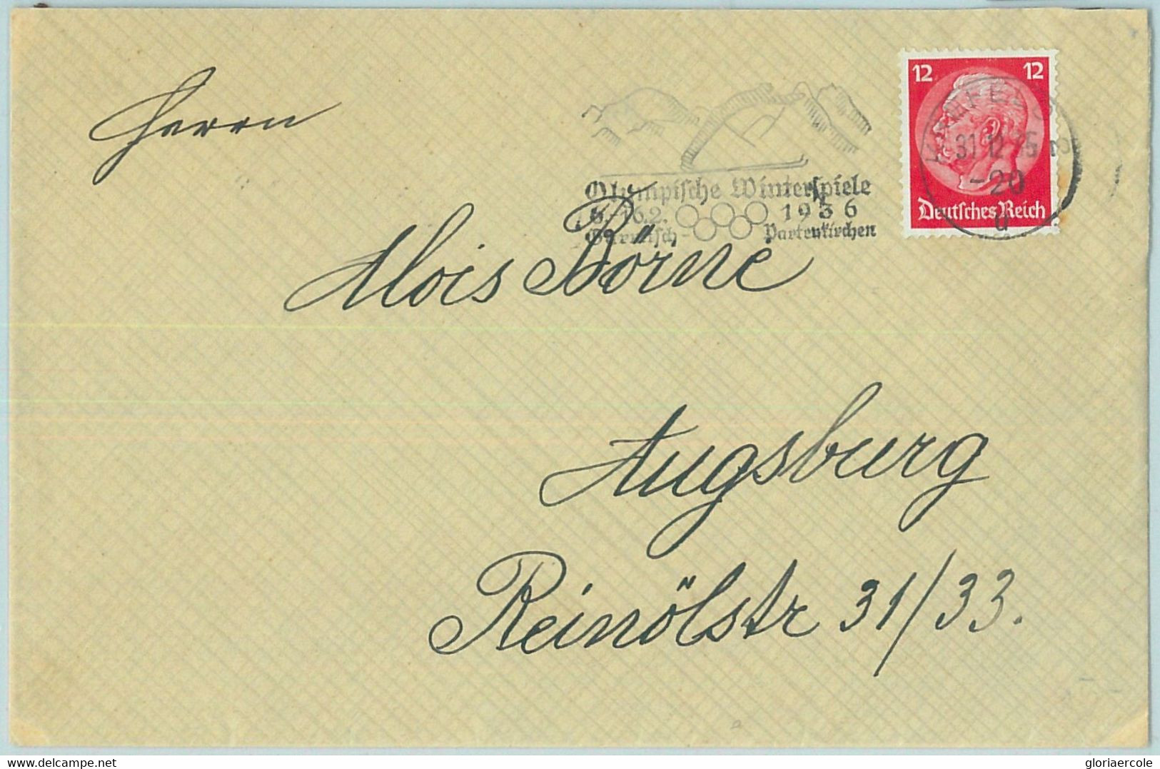 68267 - GERMANY - POSTAL HISTORY - SPECIAL POSTMARK On COVER - 31.12.1935 Winter Olympic Games, Ski Jump, Krefeld - Hiver 1936: Garmisch-Partenkirchen