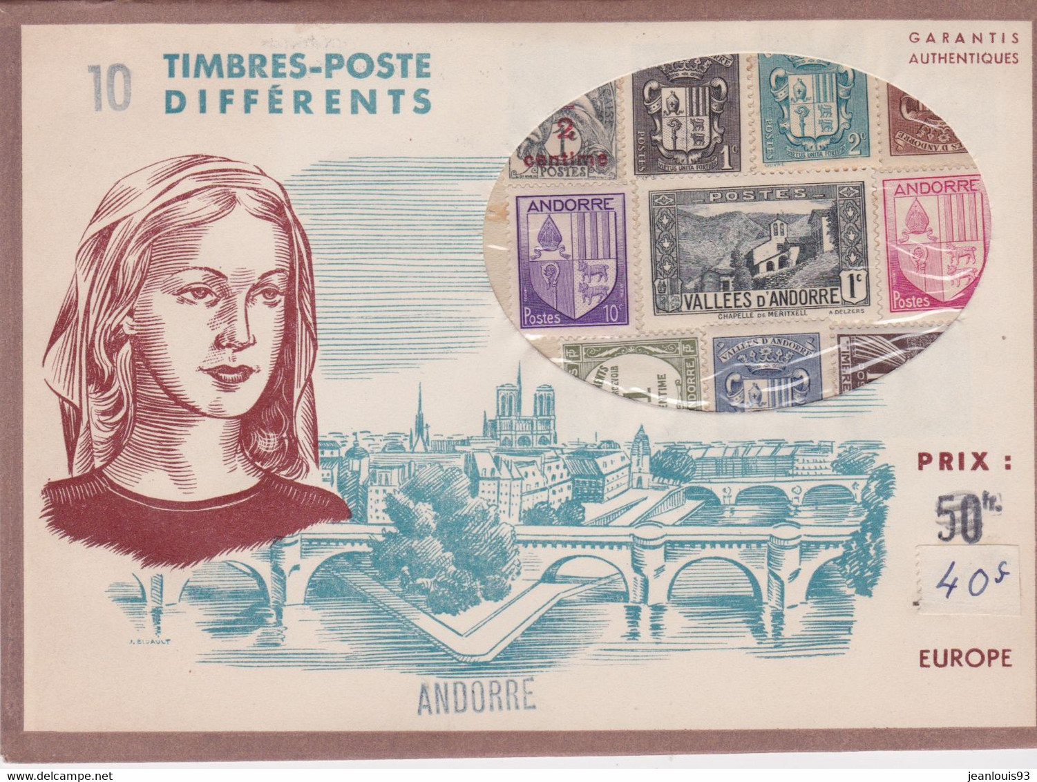 FRANCE - POCHETTE DE TIMBRES DEBUT DES ANNEES 60 - TIMBRES NON VERIFIES PLUTOT POUR LA JOLIE PRESENTATION - Briefe U. Dokumente