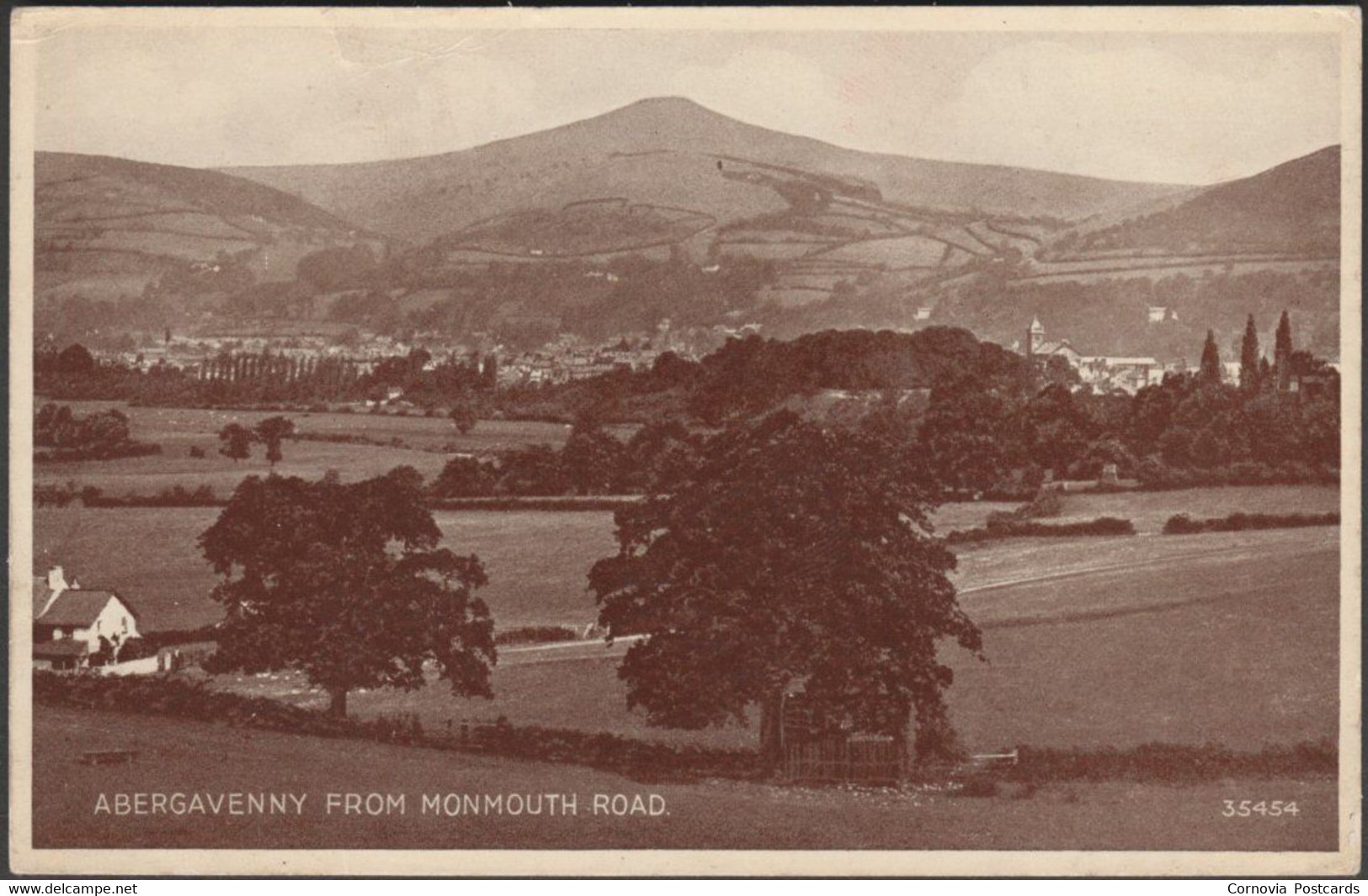 Abergavenny From Monmouth Road, Monmouthshire, C.1940 - Valentine's Postcard - Merionethshire