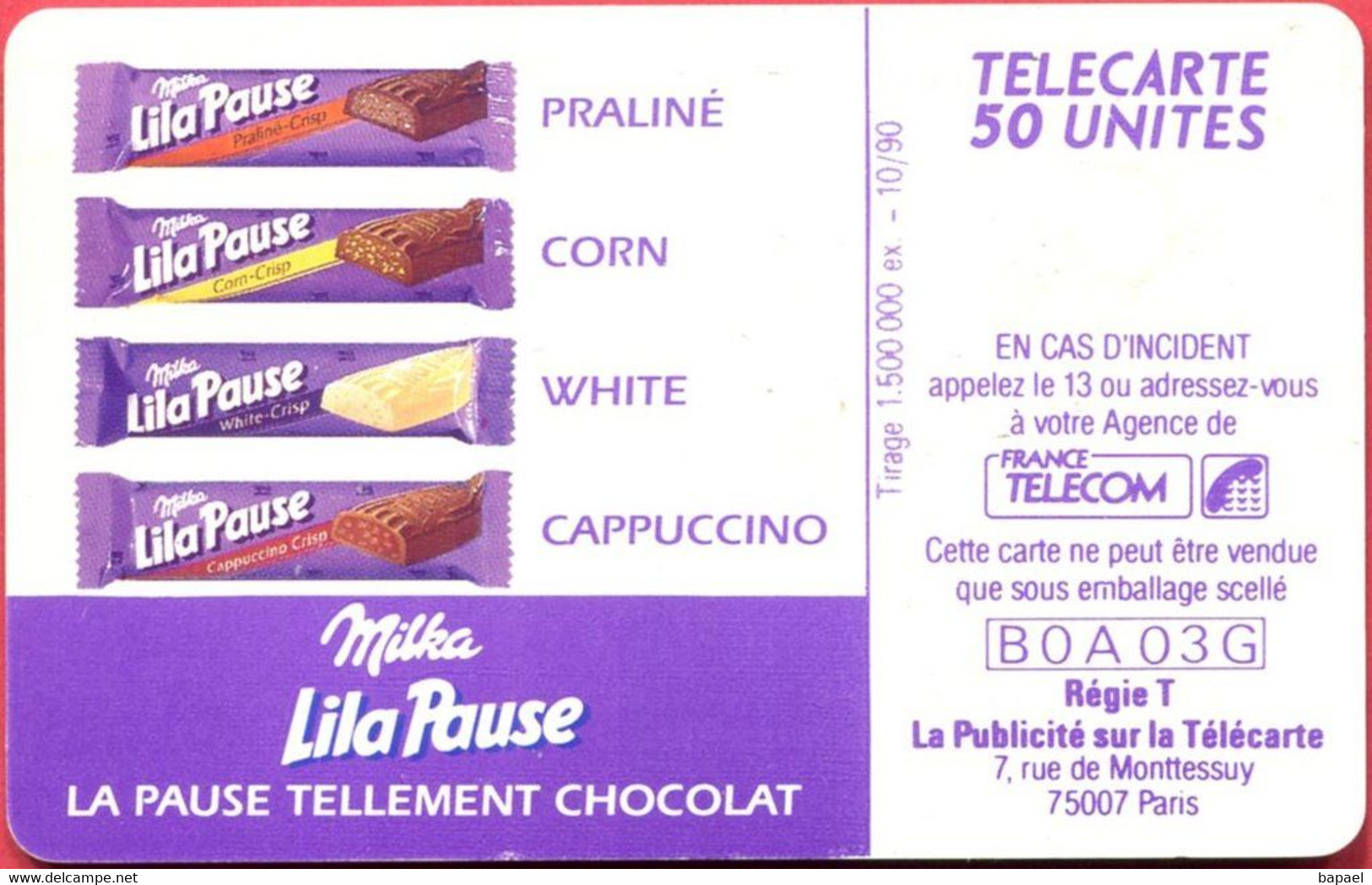 Télécarte Réf Pho 0127 (1990) - Thème Aliment - Douceurs Milka (Recto-Verso) (AA) - Food
