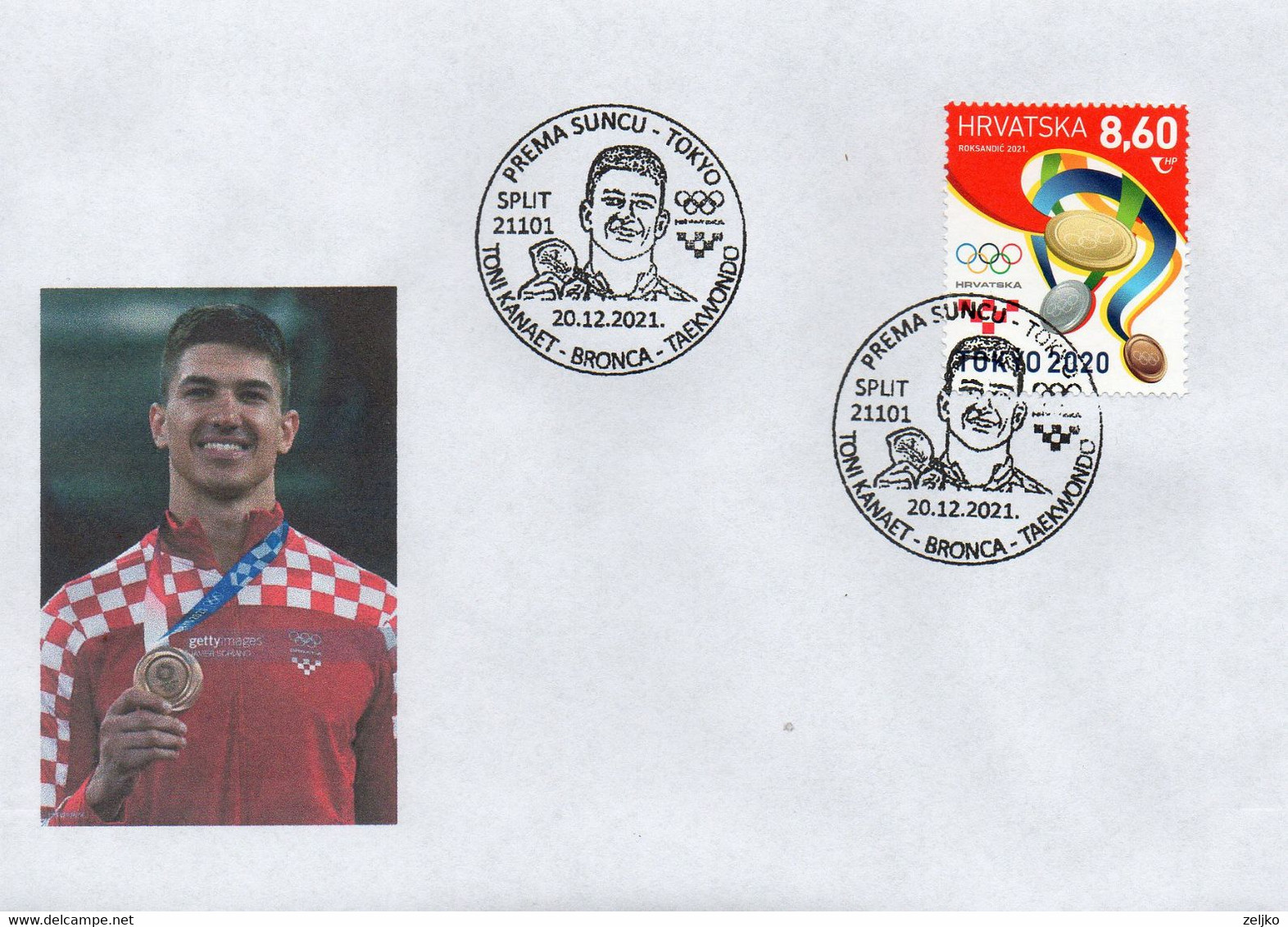 *** Croatia, Olympic Games 2021 Tokyo, Taekwondo,T. Kanaet - Bronze Medal, Franked For Sending Abroad - Eté 2020 : Tokyo