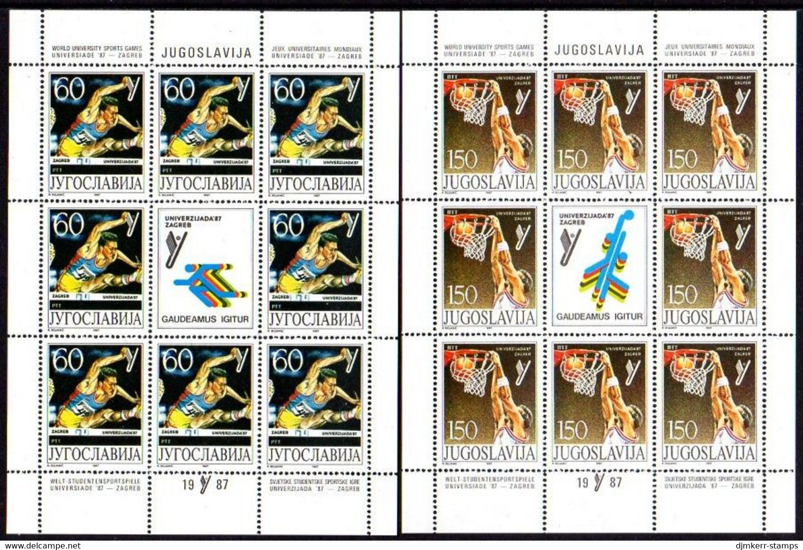 YUGOSLAVIA 1987 Universiade Student Games Sheetlets MNH / **.  Michel 2230-33 - Blokken & Velletjes
