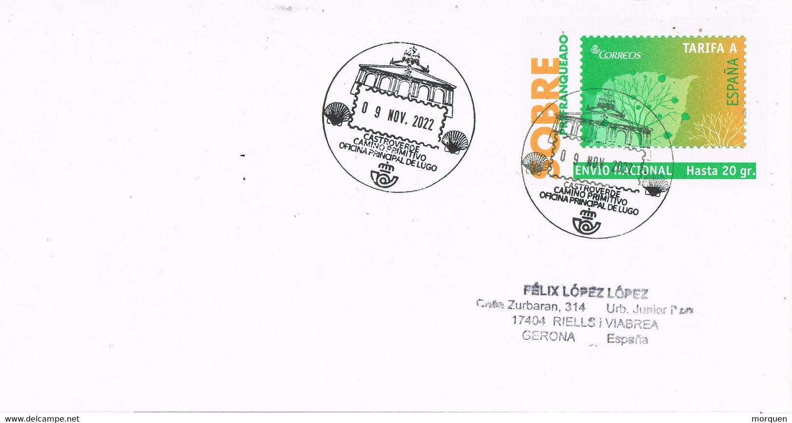 42956. Carta LUGO (castroverde) 2021.Sobre Prefranqueado Tarifa A, ERROR Fecha - Covers & Documents