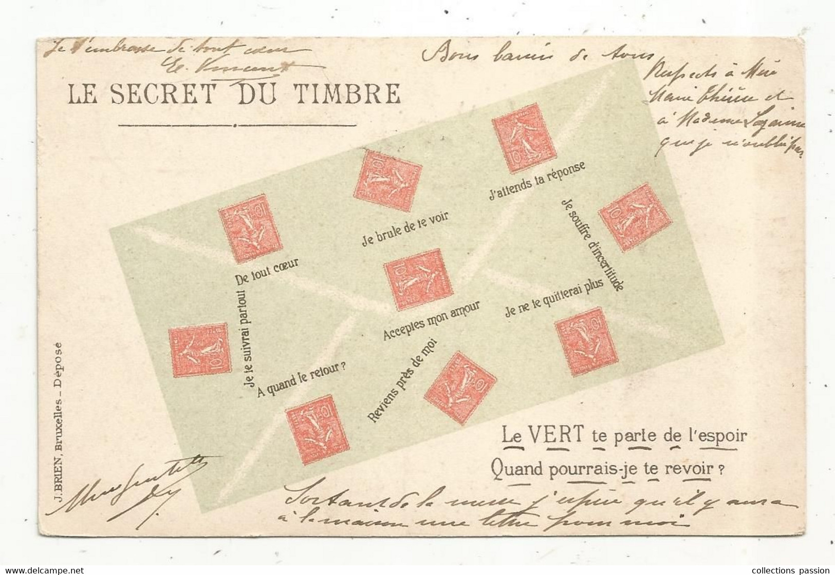 Cp,  Timbres (représentation) , LE SECRET DU TIMBRE ,dos Simple ,voyagée 1904 - Stamps (pictures)