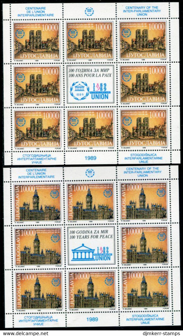 YUGOSLAVIA 1989 Interparliamentary  Union Sheetlets MNH / **.  Michel 2367-68 - Blocks & Kleinbögen