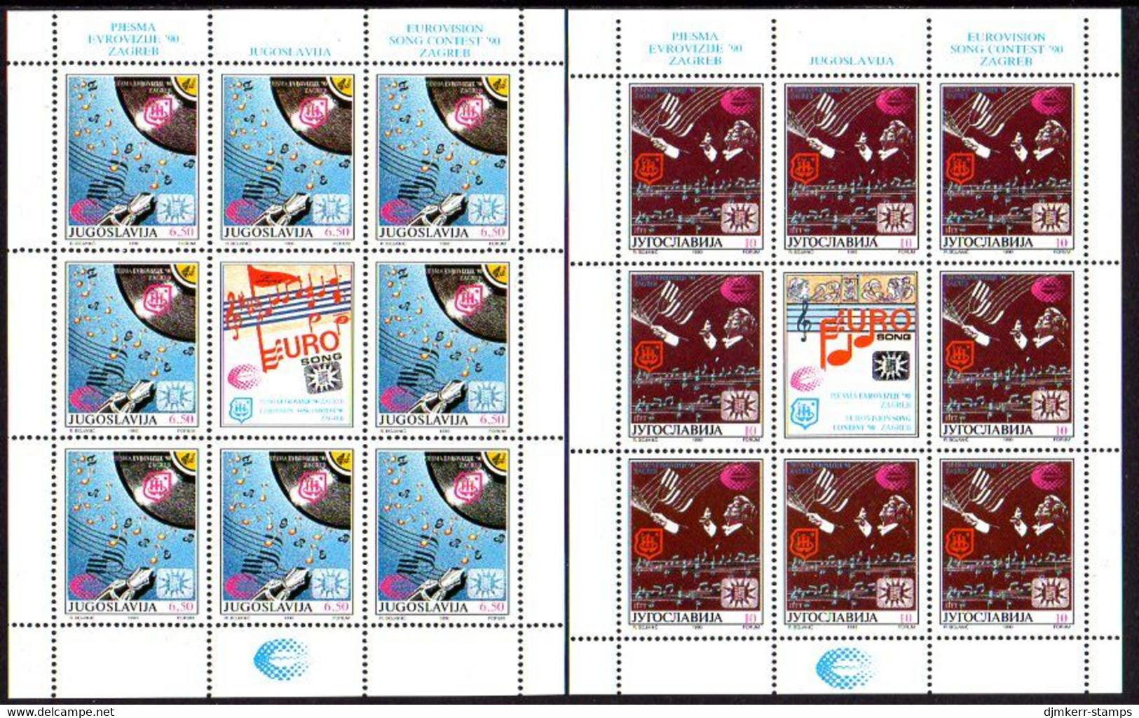 YUGOSLAVIA 1990 Eurovision Song Contest Sheetlets MNH / **.  Michel 2417-18 - Blocchi & Foglietti