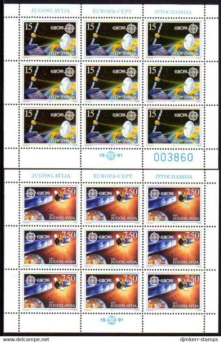 YUGOSLAVIA 1991 Europa: Space Exploration Sheetlets MNH / **.  Michel 2476-77 - Hojas Y Bloques