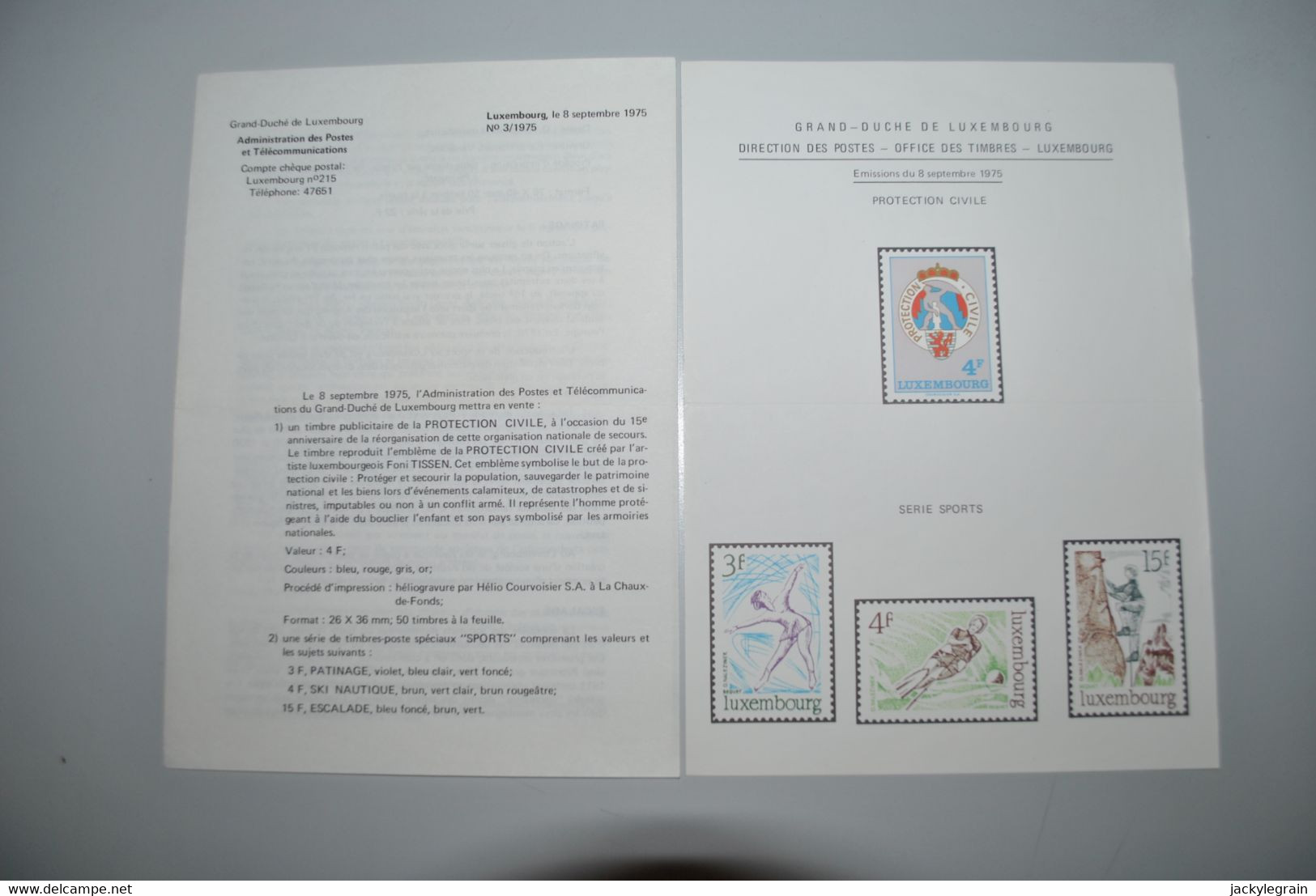 Luxembourg 1975/76 Feuillets Postes Reproductions Pliure Frais De Port Belgique 2 € Europe 5 € - Autres & Non Classés