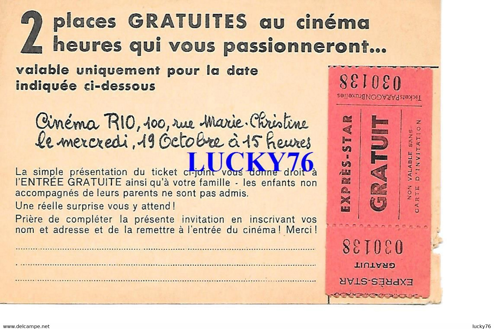 2 Places Gratuites Cinema Rio Romy Schneider - Biglietti D'ingresso