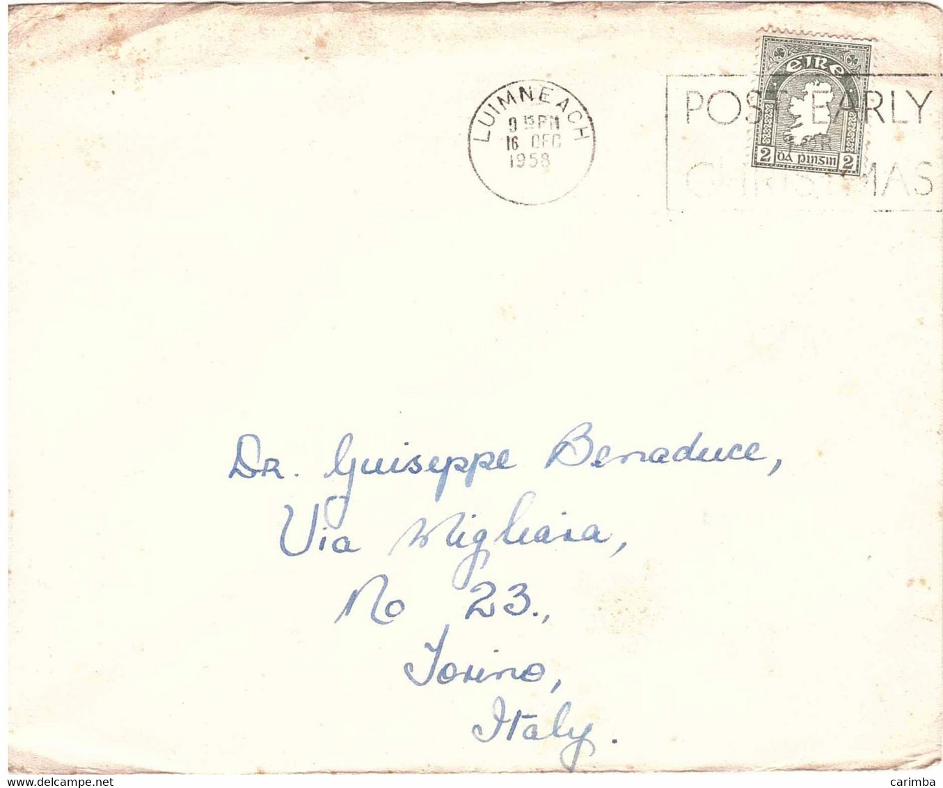 1958 LETTERA PER ITALIA - Briefe U. Dokumente