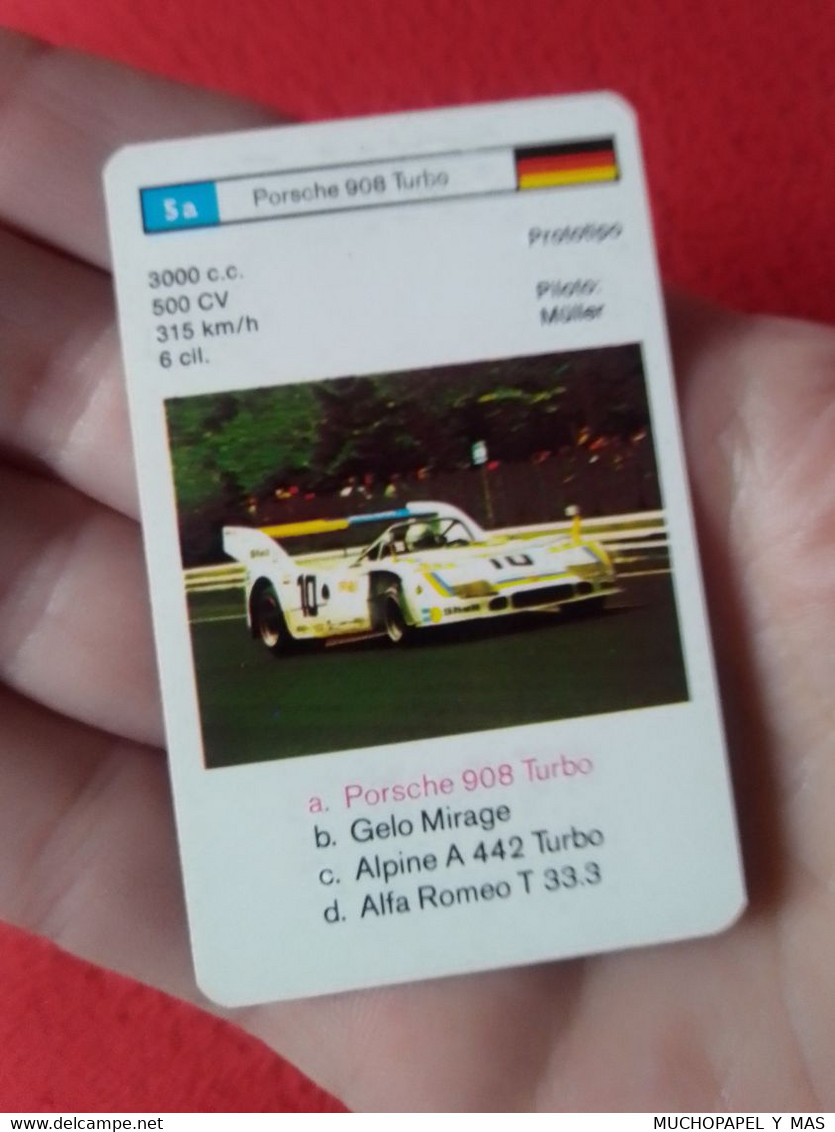 CROMO CARTA NAIPE MINICARTA CARD O SIMIL PROTOTIPO RACE CARS CARRERAS AUTOS PILOTO MÜLLER PORSCHE 908 TURBO GERMANY VER. - Automobile - F1