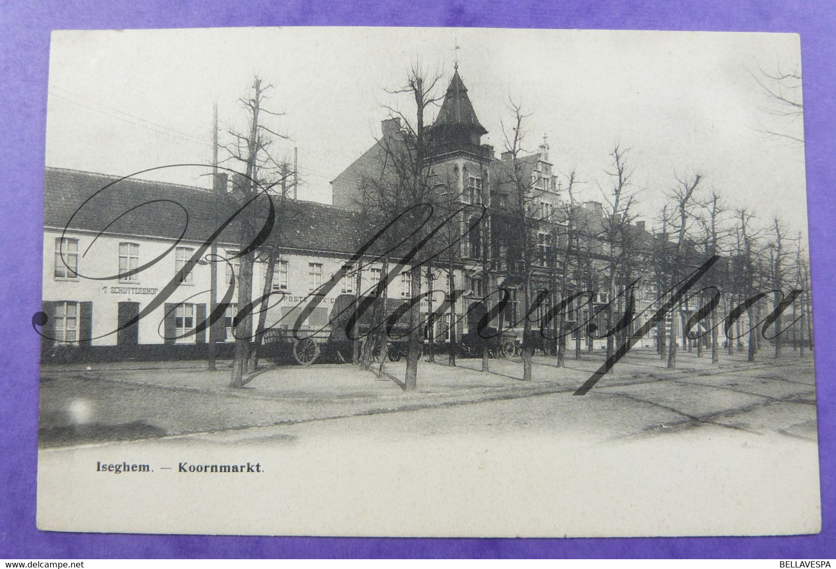 Izegem Koornmarkt.  (Korenmarkt?)1909. Zicht Op O.a. Handelszaak 'T Schuttershof.Iseghem. - Izegem