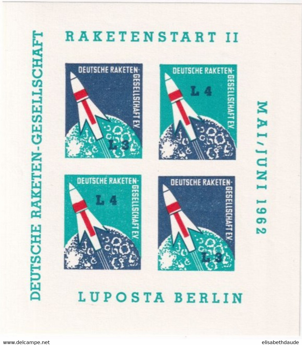 1962 - ALLEMAGNE - BLOC VIGNETTES / CINDERELLAS ENVOI DE ROQUETTE ! NEUF ** MNH - Fantasie Vignetten