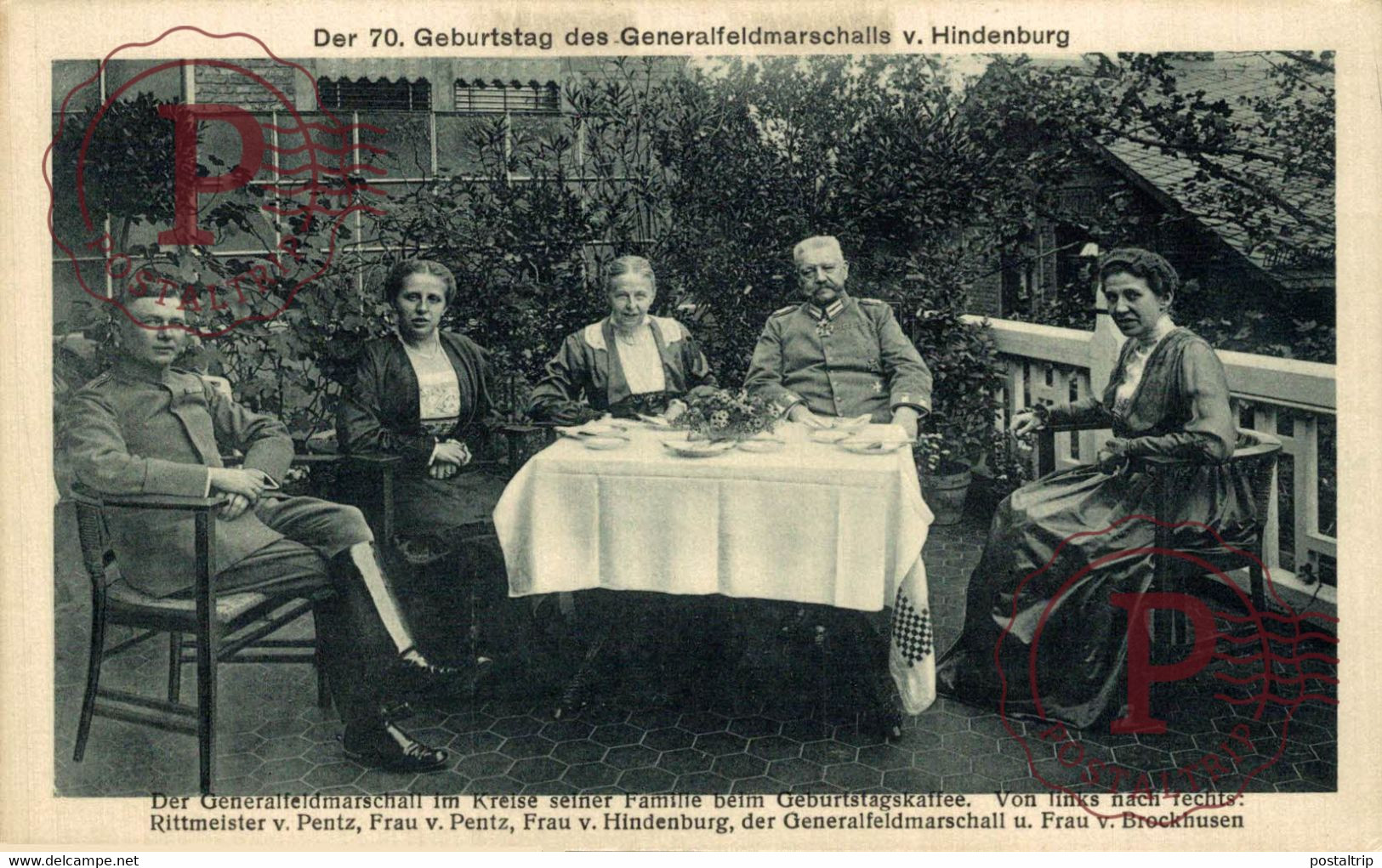 GERMANY DER 70. GEBURTSTAG DES GENERALFELDMARSCHALLS V HINDENBURG RITTMEISTER PENTZ BROCKHUSEN SMALL CRACK - Oorlog 1914-18