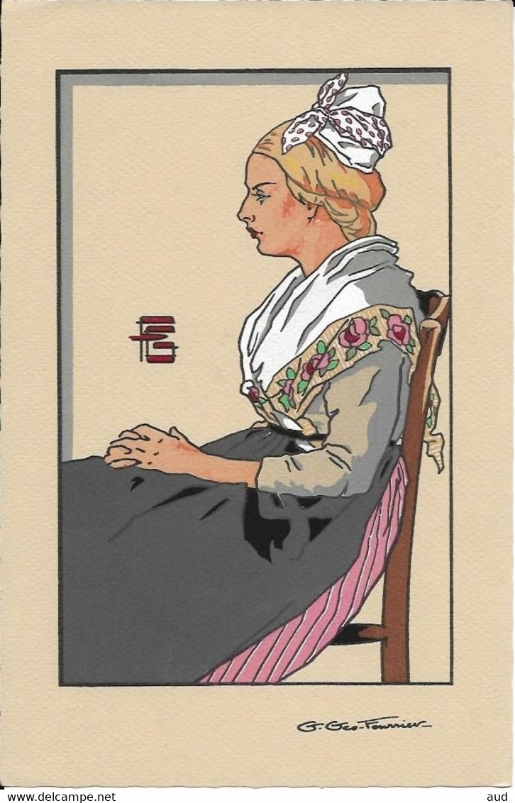 GEO FOURRIER - ESTAMPE : Jeune Fille De Font Vieiro , Format 23 X 15 Cm, Série LA PROVENCE - Arle - Avignoun - Fourrier, G.