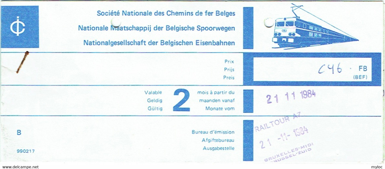 Billet/Ticket. Société Des Chemins De Fer Belges. S.N.C.B. Bruxelles-Paris-Bruxelles. 1984. - Europa