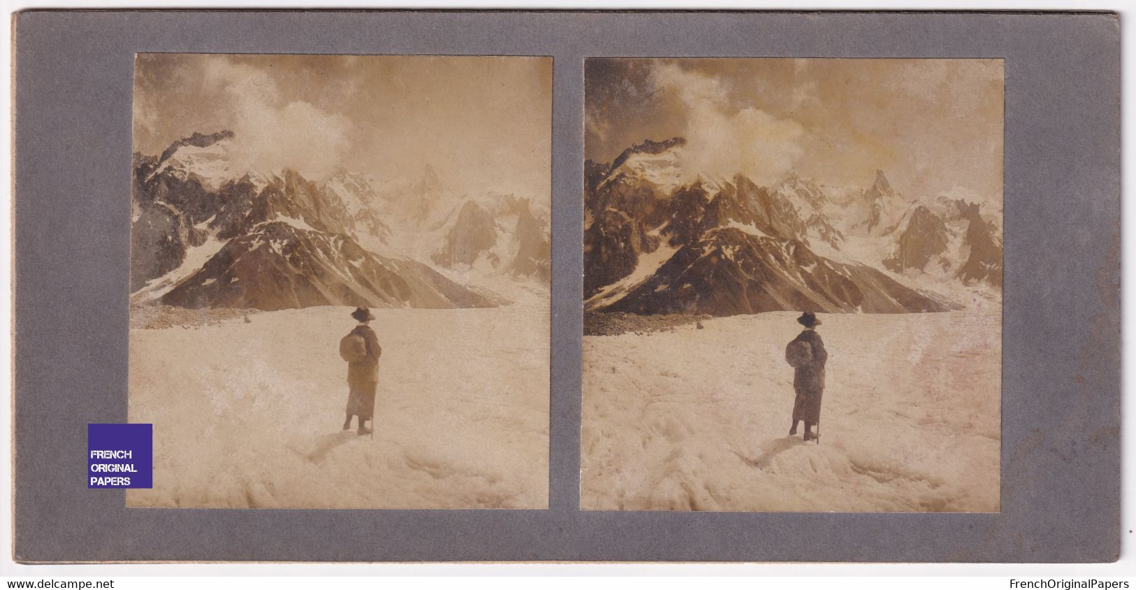 Mer De Glace Et Dent Du Géant - Chamonix Mont-Blanc Photo Stéréoscopique 1910s Alpinisme Alpes Glacier Montagne C4-1 - Photos Stéréoscopiques