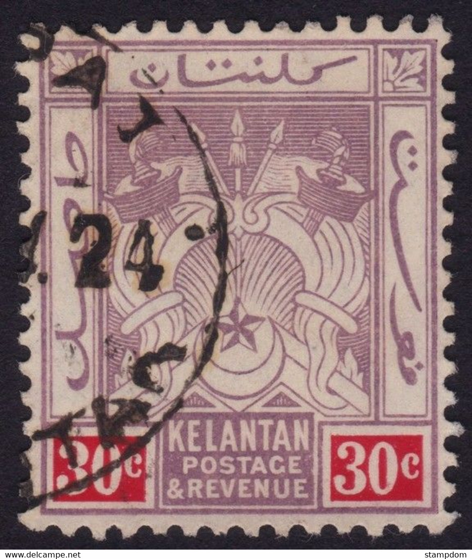 KELANTAN 30c Wmk.Crown MCA Sc#7 - USED @P475 - Kelantan