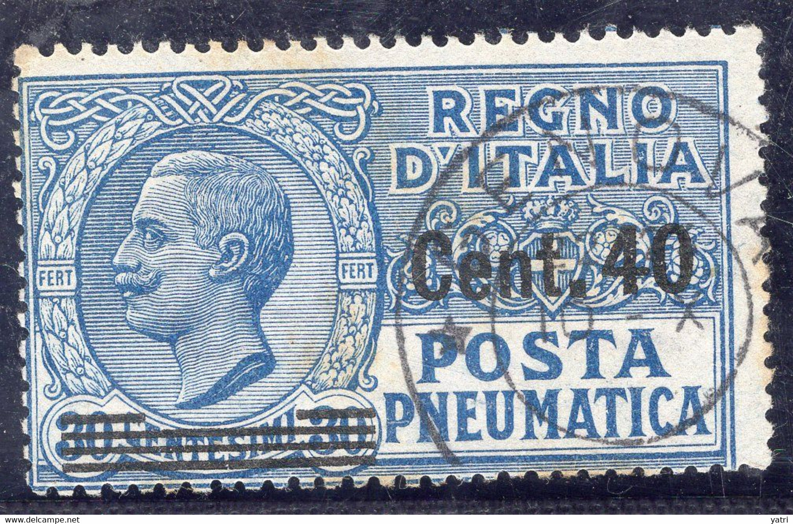 Regno D'Italia (1925) - Posta Pneumatica, 40 Cent. Sass. 7 Ø - (firmato Giorgio Colla) - Posta Pneumatica