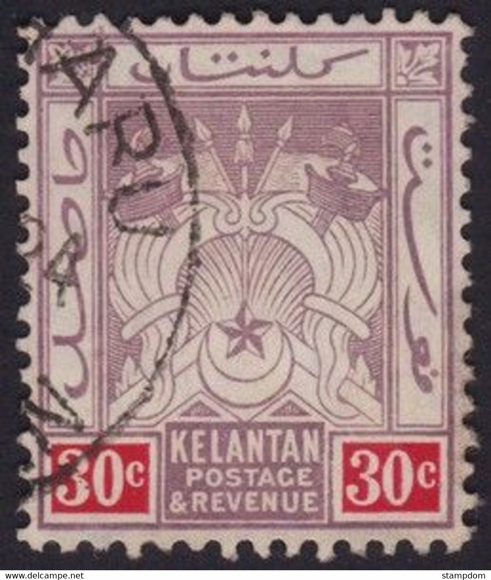 KELANTAN 30c Wmk.Crown MCA Sc#7 - USED @P514 - Kelantan