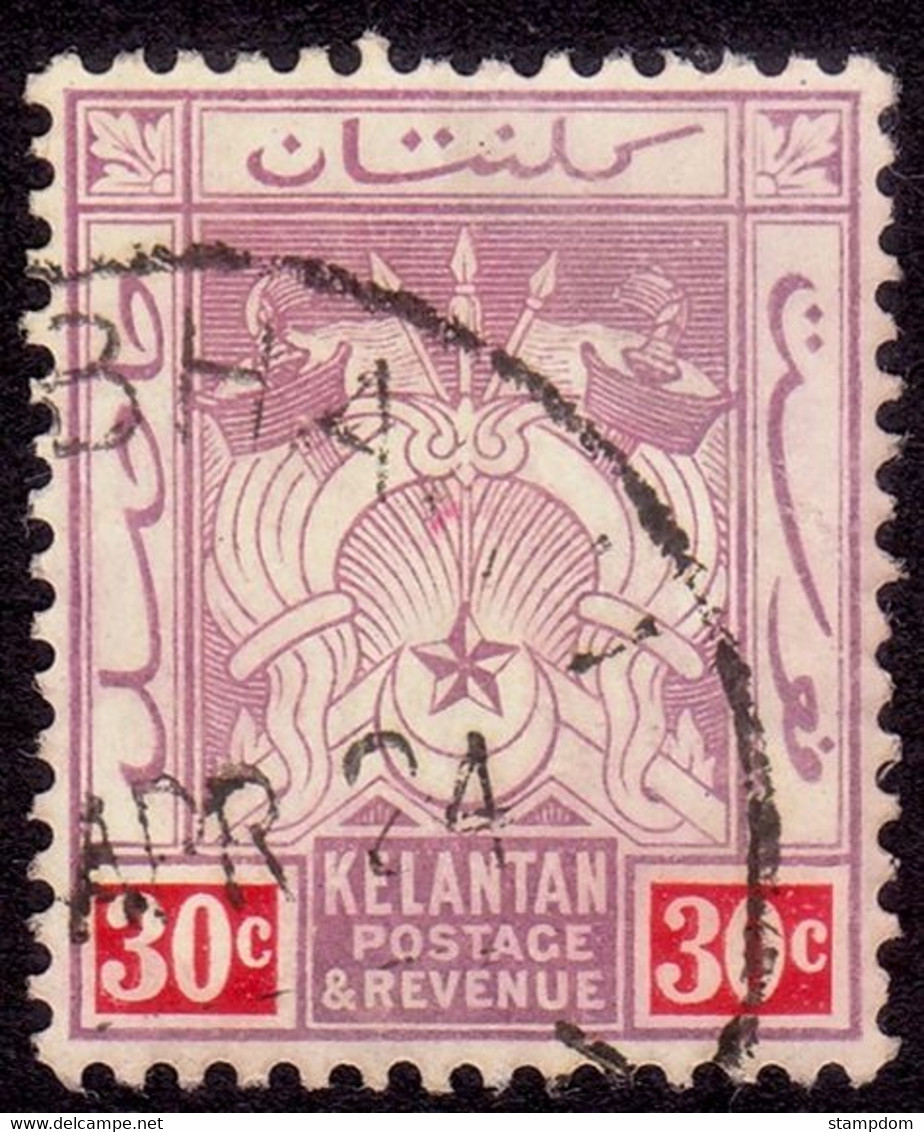 KELANTAN 30c Wmk.Crown MCA Sc#7 - USED @P519 - Kelantan