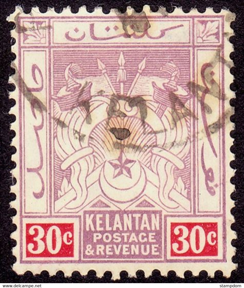 KELANTAN 30c Wmk.Crown MCA Sc#7 - USED @P529 - Kelantan