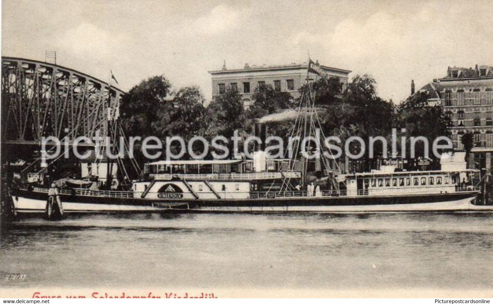 GRUSS VOM SALONDAMPFER KINDERDIJK OLD B/W POSTCARD HOLLAND NETHERLANDS STEAMER - Kinderdijk