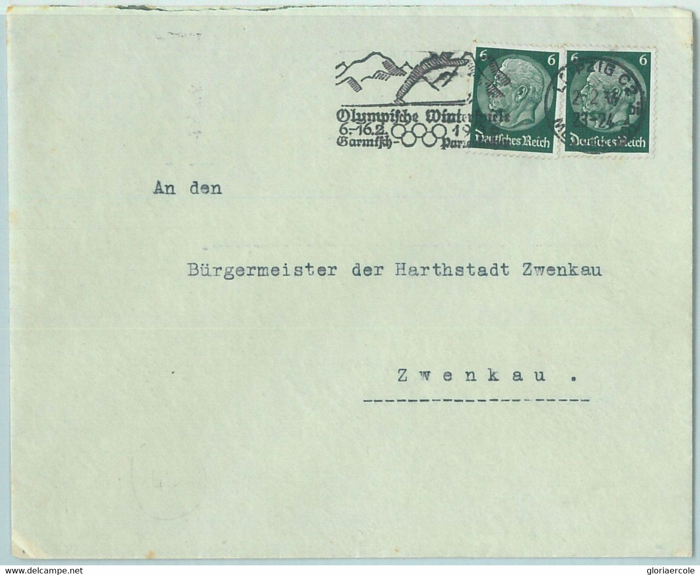 68278 - GERMANY - POSTAL HISTORY - SPECIAL POSTMARK On COVER - 2.2.1936, Winter Olympic Games, Leipzig - Invierno 1936: Garmisch-Partenkirchen
