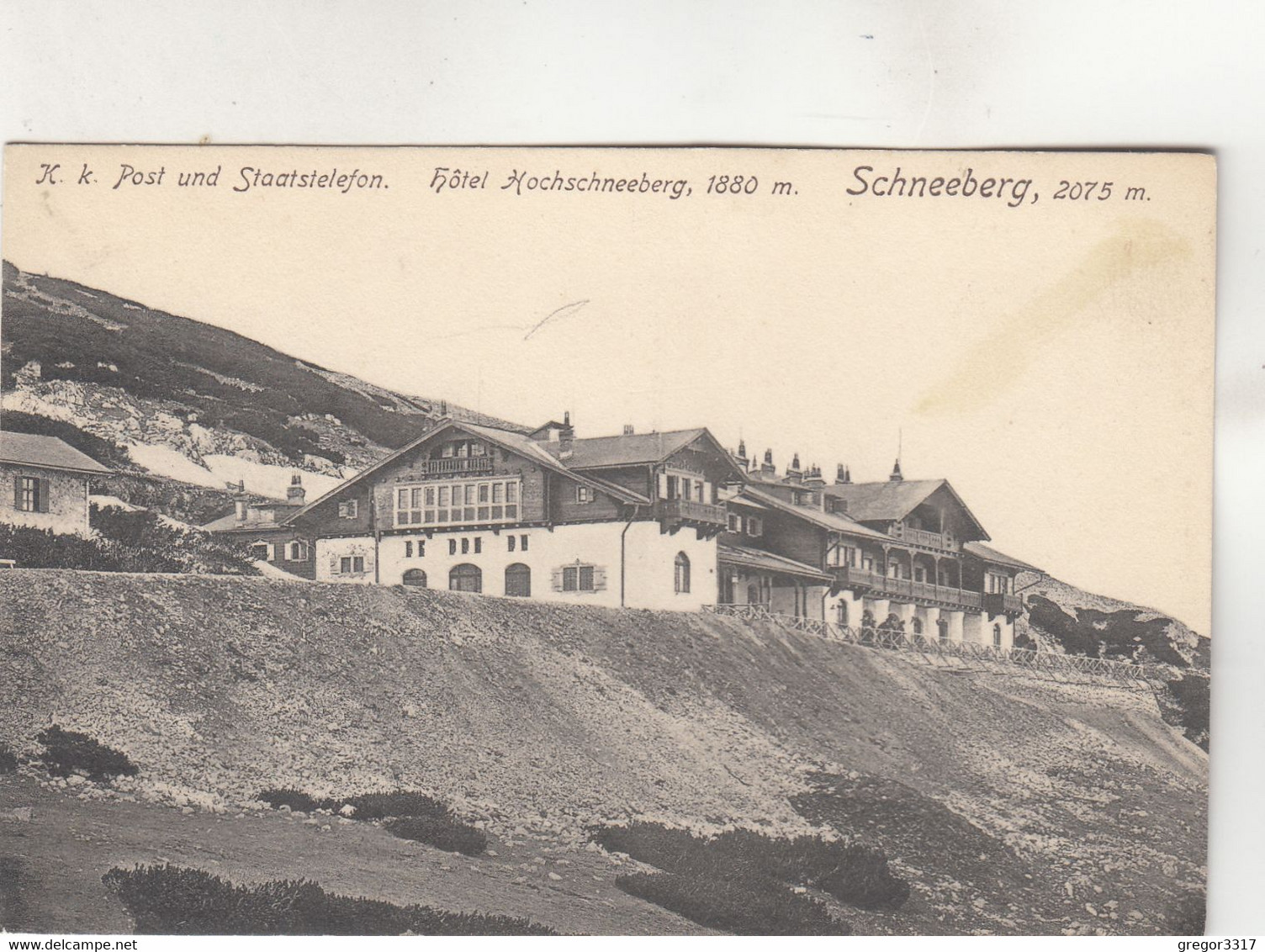 A5218) K.K. Post Und Staatstelefon Hotel HOCHSCHNEEBERG - SCHNEEBERG Alt !! 1907 - Schneeberggebiet