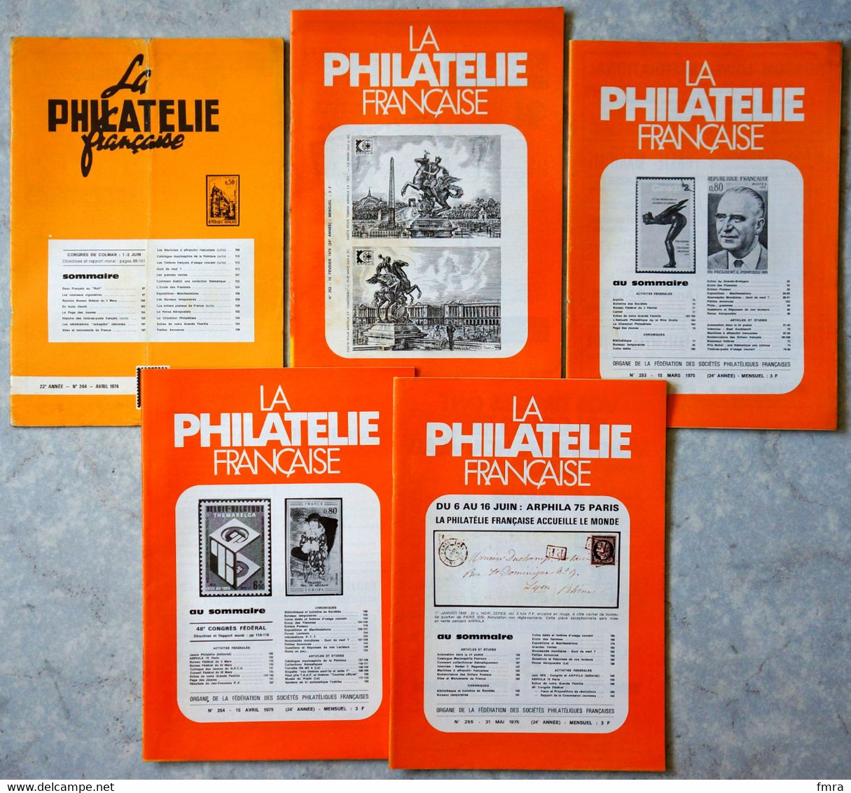 Lot De 5 Numéros  LA PHILATELIE FRANCAISE (1974-1975) - TBE  / Philatélie Timbres Etudes Arphila  2 - Français (jusque 1940)