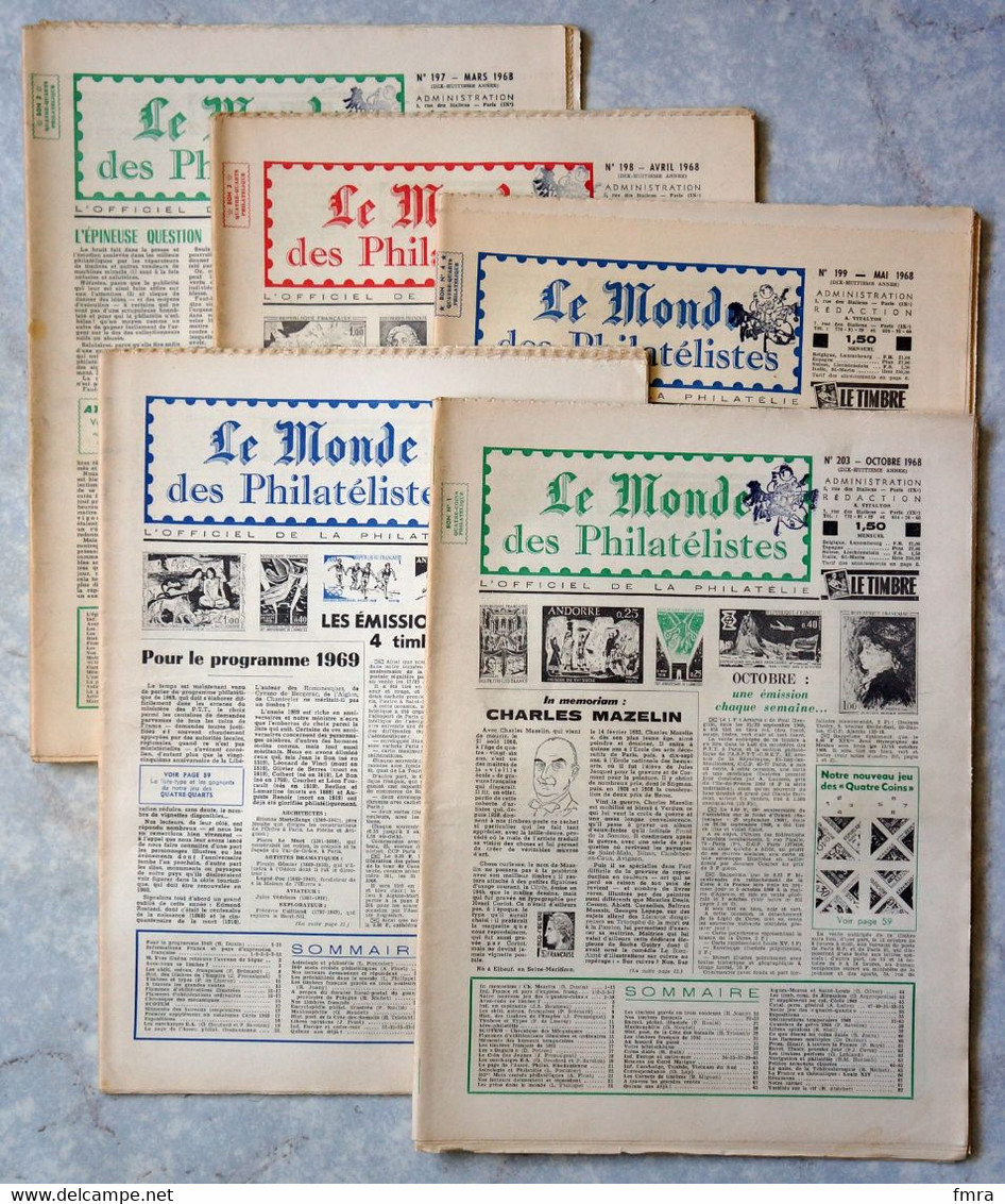 Lot De 23 Numéros  REVUE LE MONDE DES PHILATELISTES (1965-1972) - TBE (voir 5 Scans)  / Philatélie Timbres Etudes  4 - Frans (tot 1940)