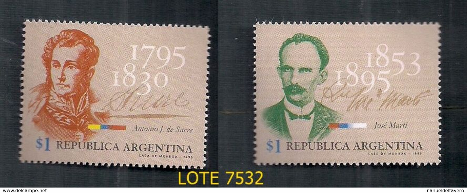 ARGENTINE 1995 GJ 2710/11 PERSONNALITÉS AMÉRICAINES MENTHE - Lettres & Documents