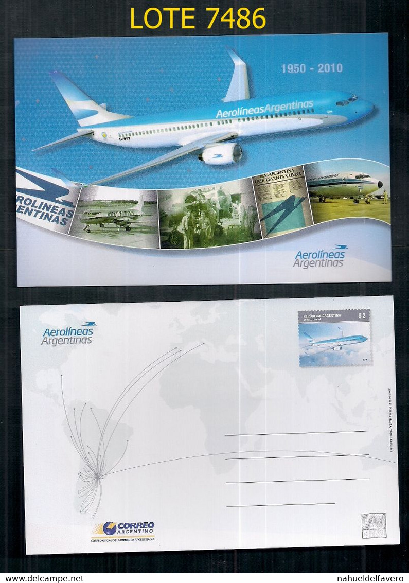 ARGENTINE 2010 CARTE POSTALE ENTIÈRE 60 ANS D'AEROLINEAS ARGENTINAS - Briefe U. Dokumente