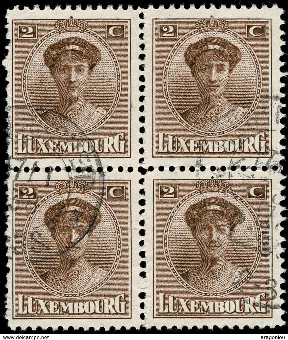 Luxembourg Luxemburg 1921 Grande-Duchesse Charlotte Bloc 4x 2c. Oblitéré - 1921-27 Charlotte De Face