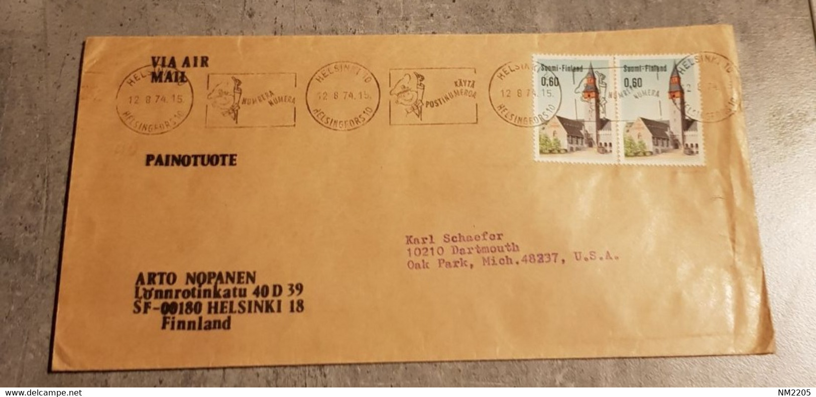 FINLAND COVER CIRCULED YEAR 1974 SEND TO U.S.A. - Maximumkarten (MC)