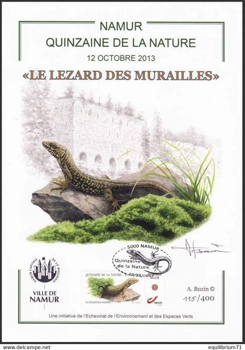 Carte Souvenir, Signée / Herdenkingskaart, Getekend - BUZIN - Lézard Des Murailles/Muurhagedis/Mauereidechse/Wall Lizard - Covers & Documents