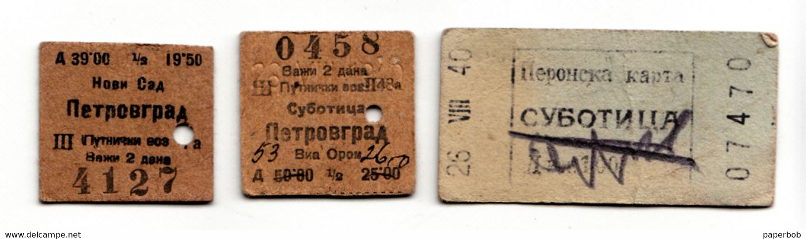 RAILWAY TICKETS 1940 SERBIA III CLASS VALID TWO DAYS + PLATFORM TICKET - Europe