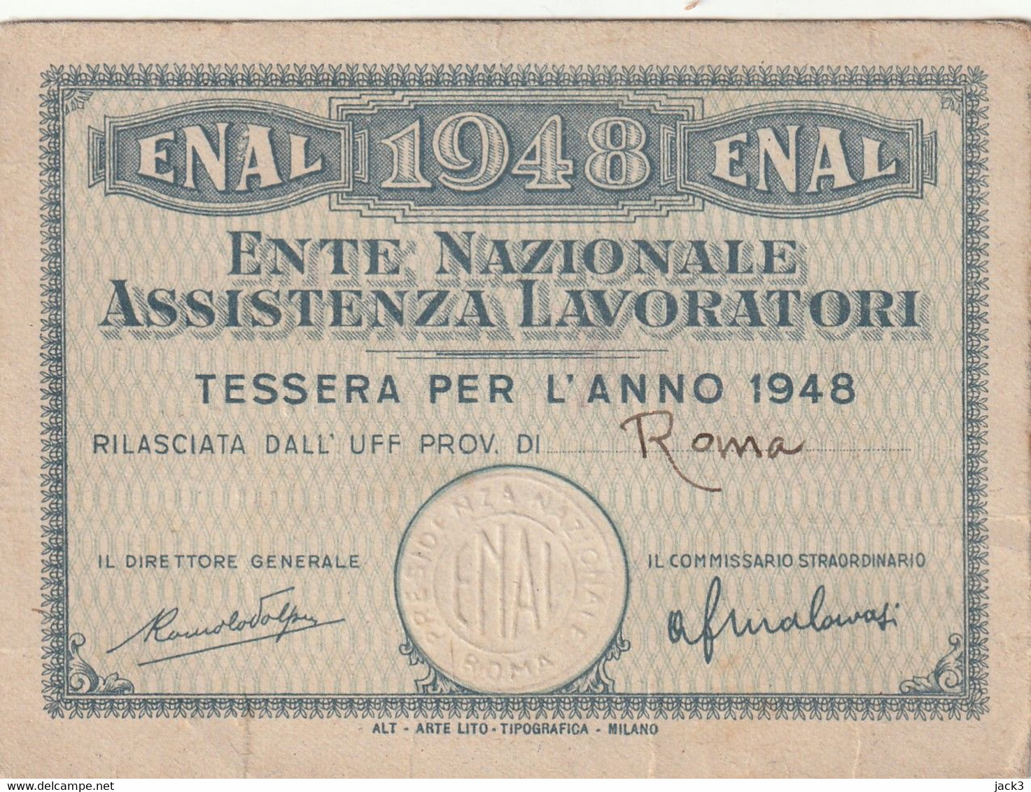 Tessera - ENAL 1948 - Tessere Associative