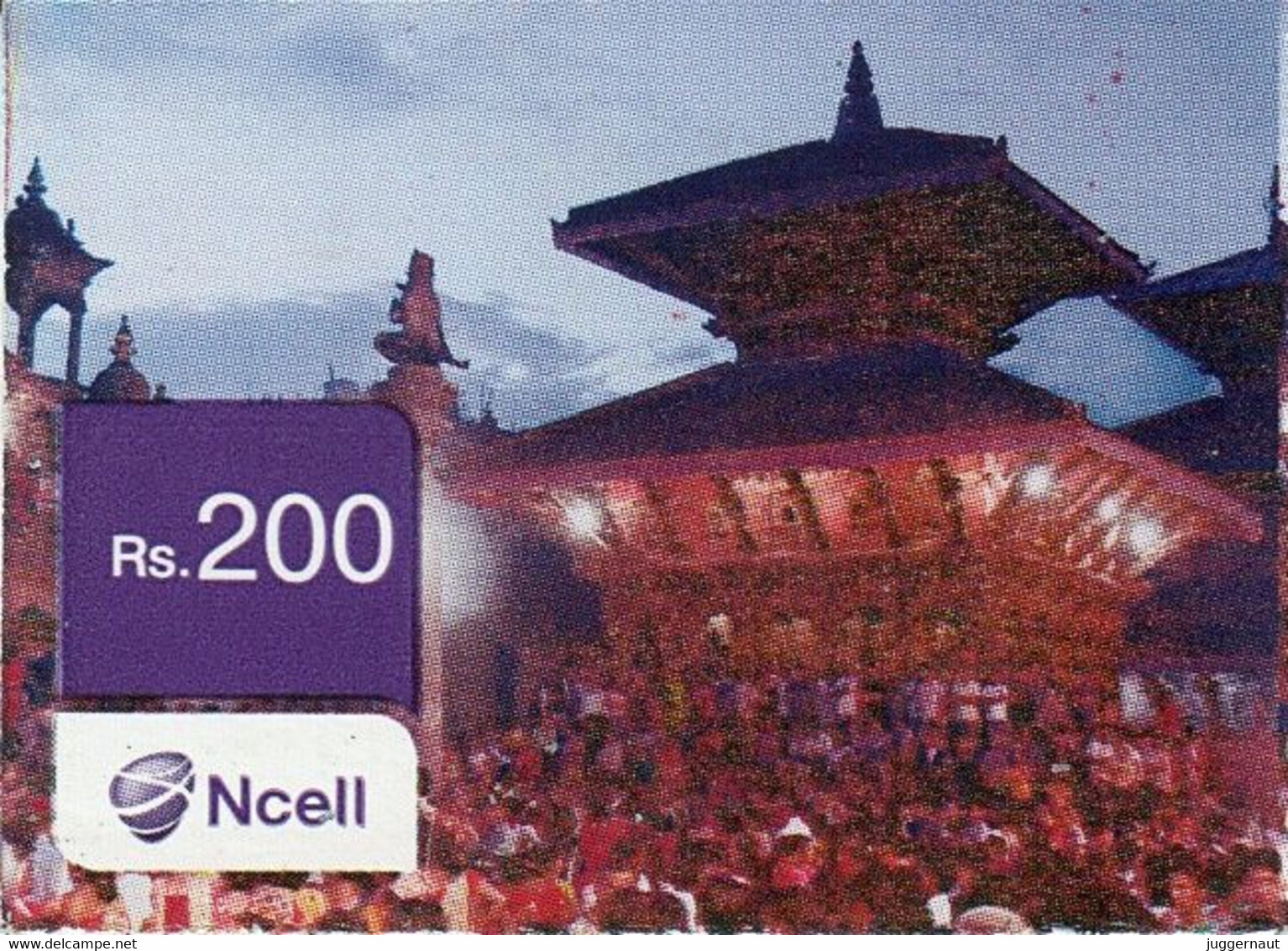 NEPAL Hindu Temple PREPAID Mobile RECHARGE CARD Rs.200 Used/Good - Nepal