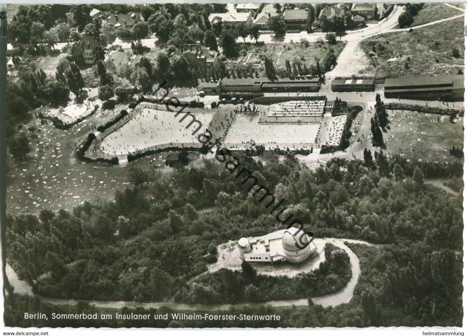 Berlin - Sommerbad Am Insulaner Und Wilhelm-Förster-Sternwarte - Luftaufnahme - Foto-Ansichtskarte - Schöneberg