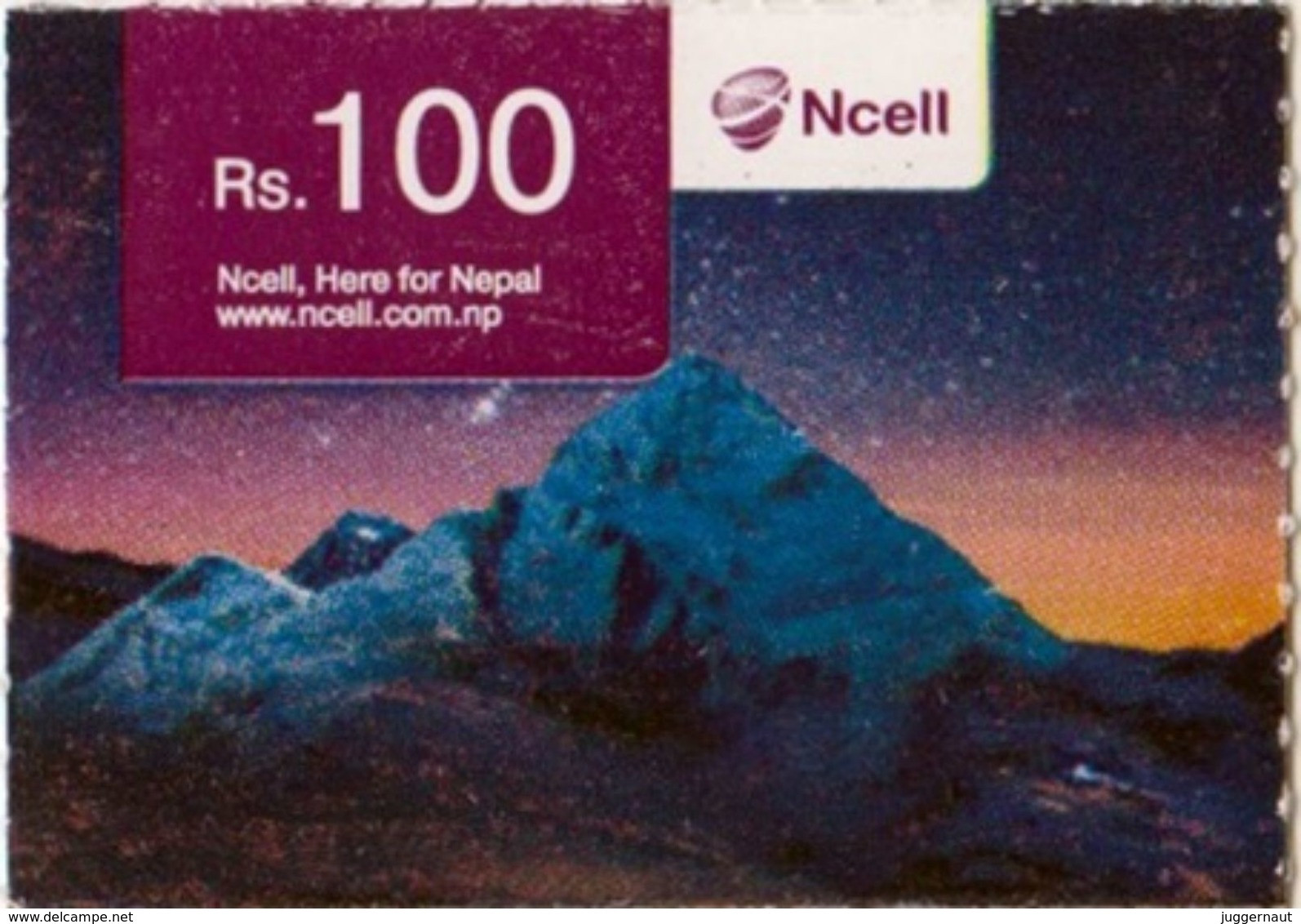 GSM MOBILE PHONE Rs.100 PREPAID Used MINI RECHARGE CARD NCELL MOBILE NEPAL - Nepal