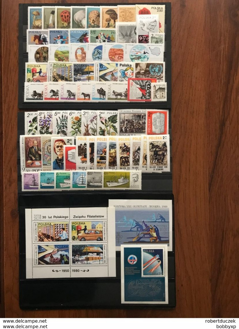 Poland 1980 Complete Year Set. 61 Stamps And 3 Souvenir Sheets. MNH** - Années Complètes