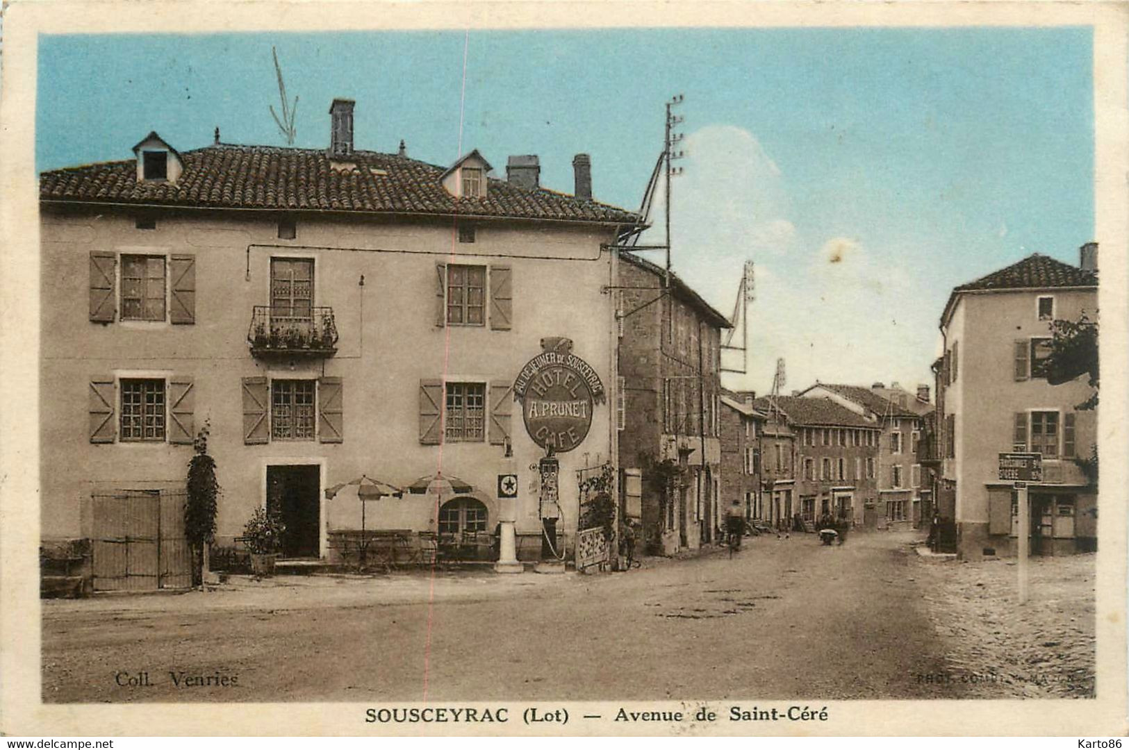 Sousceyrac * Avenue De St Céré * Hôtel Café Restaurant A. PRUNET * Pompe à Essence - Sousceyrac