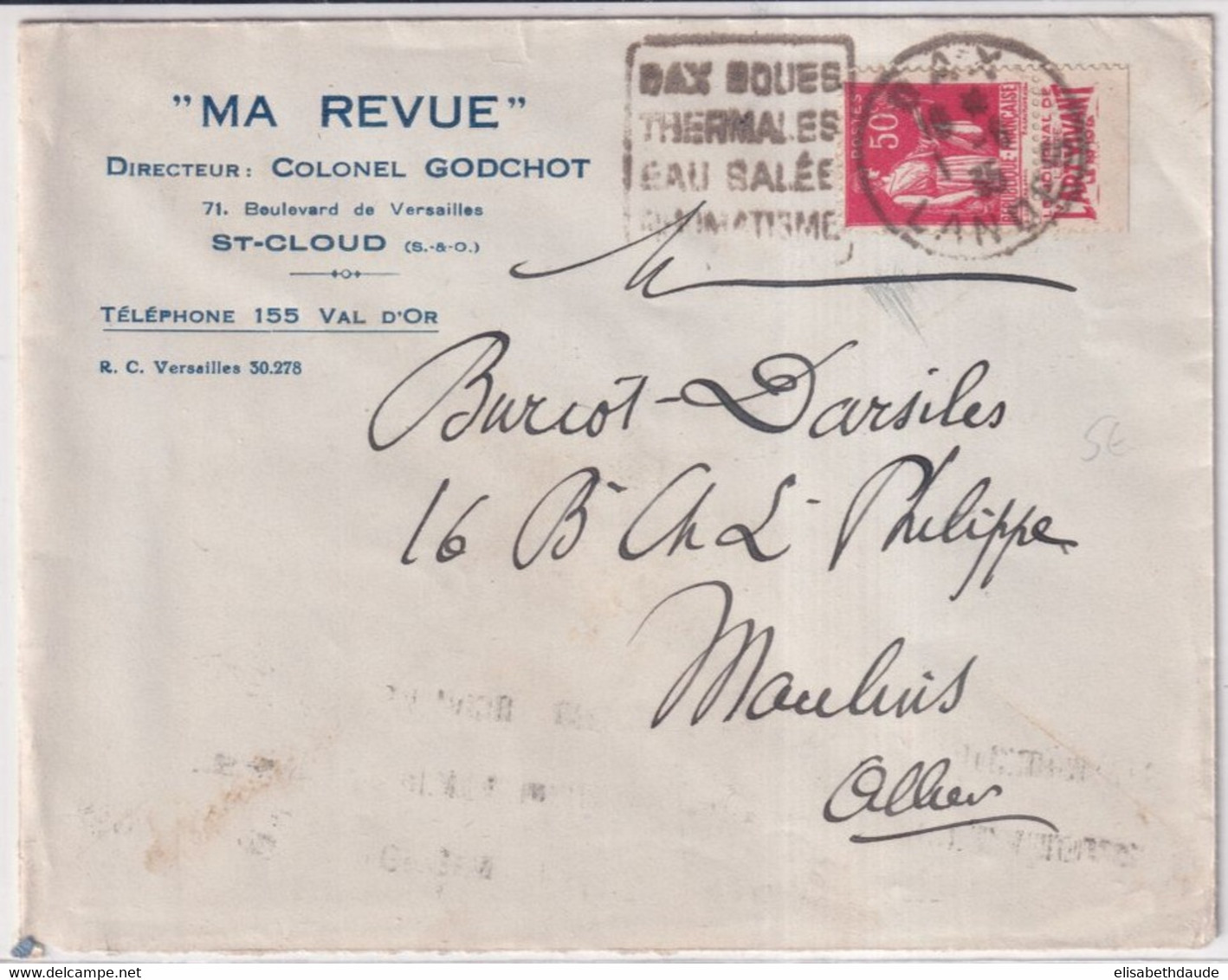 1935 - BANDE PUB "L'ART VIVANT" Sur PAIX Sur ENVELOPPE De DAX (LANDES) Avec OBLITERATION DAGUIN ! - Cartas & Documentos