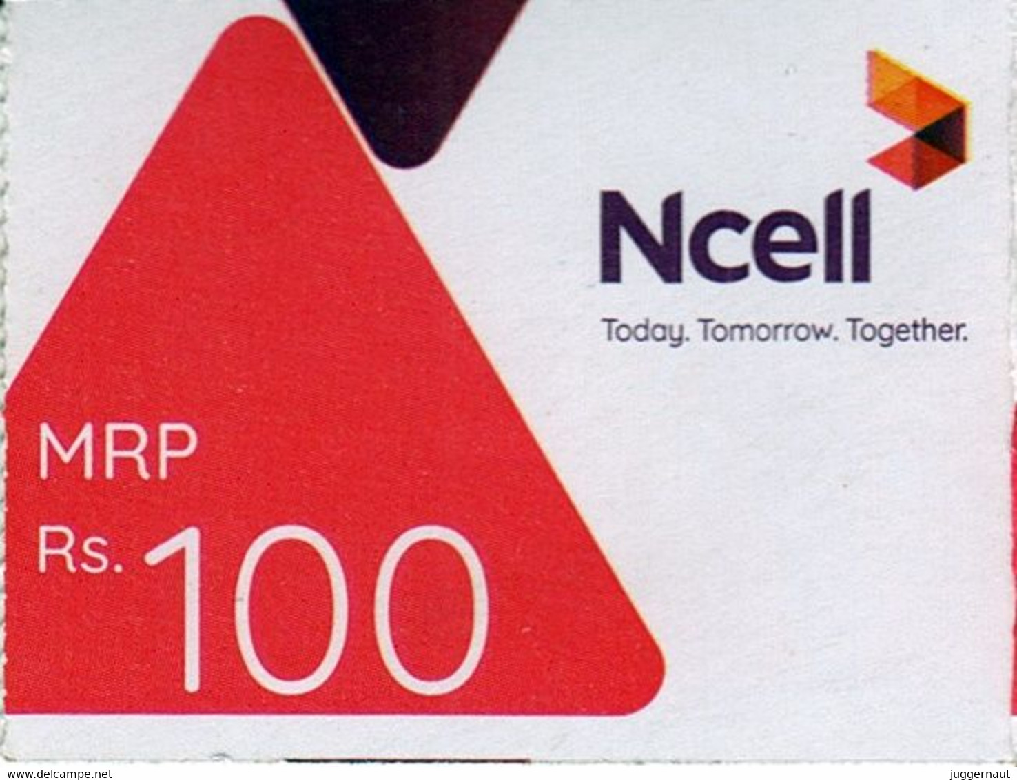 GSM MOBILE Rs.100 PHONE PREPAID USED MINI RECHARGE CARD NCELL MOBILE NEPAL - Népal