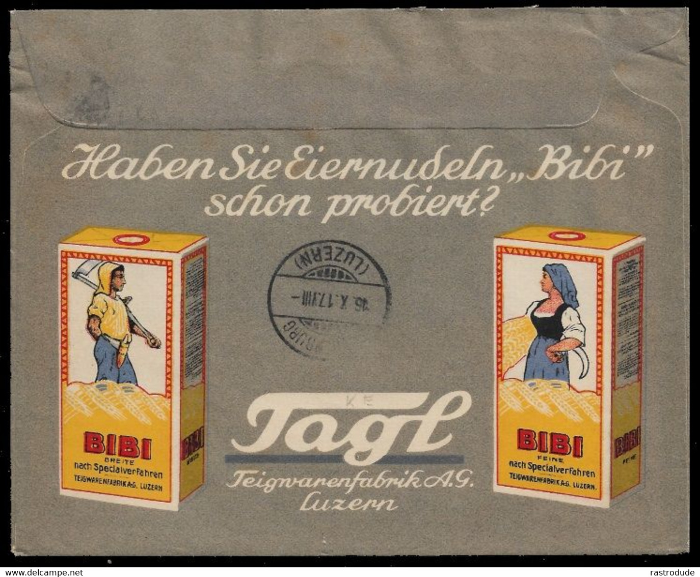 1917 5C SCHWEIZ PRIVATER BRIEFUMSCHLAG - EIERNUDELN BIBI - GELAUFEN  - EGG OEUF HUEVO - Food